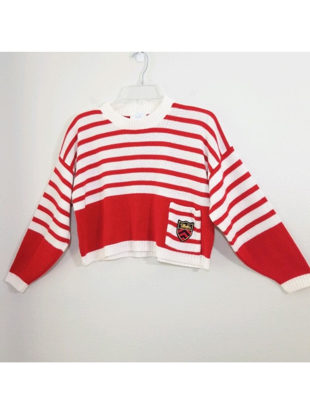 Vintage 80s cropped oversized striped sweater EUC